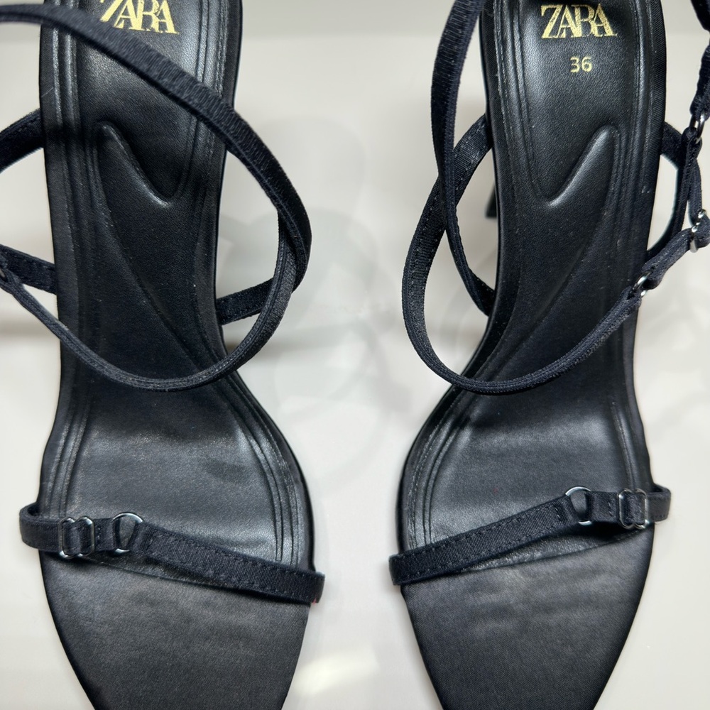 Zara Black Strappy Women's Heels